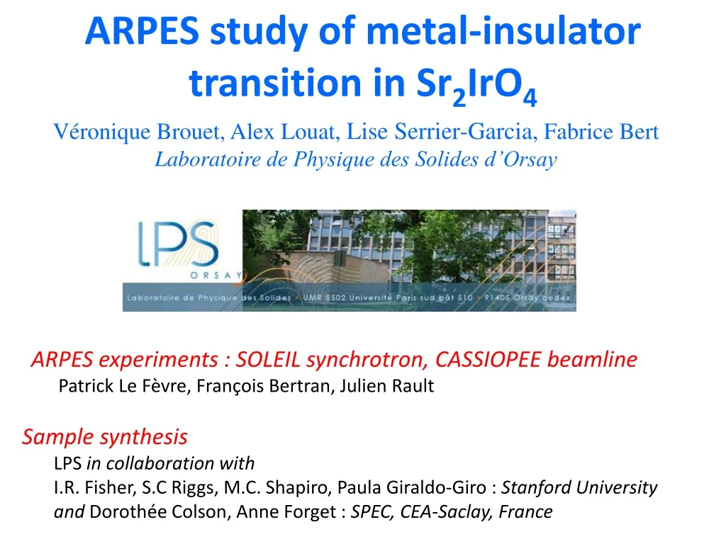 arpes study of metal insulator transition