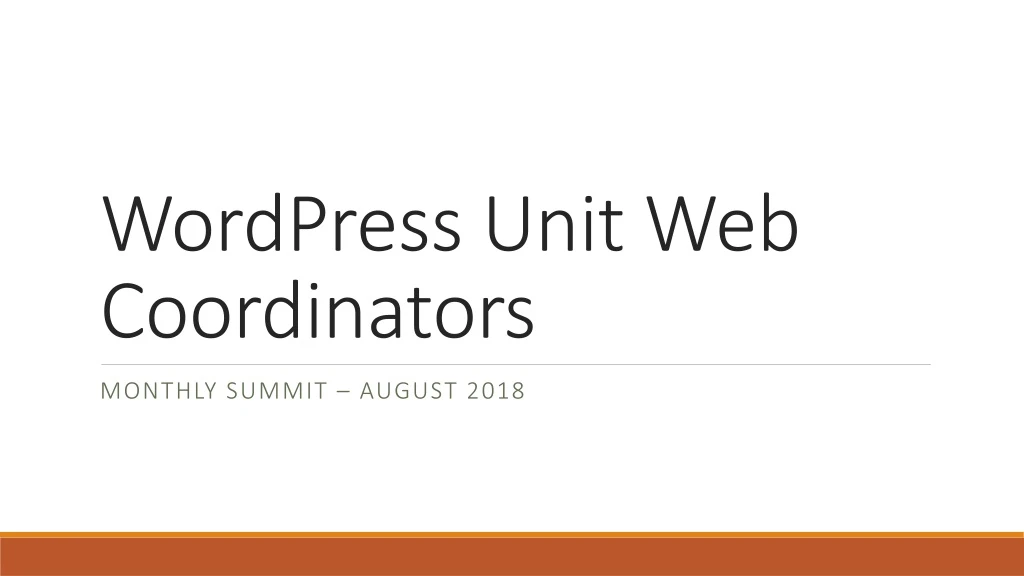 wordpress unit web coordinators