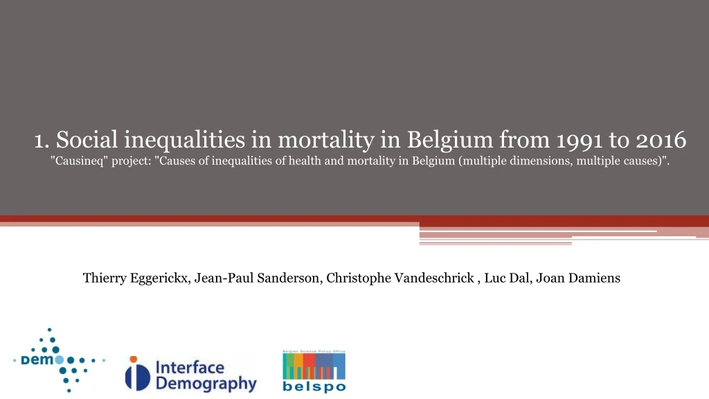 1 social inequalities in mortality in belgium