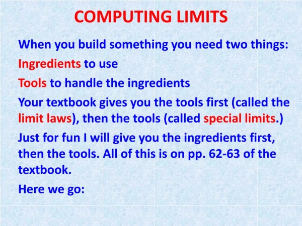 COMPUTING LIMITS