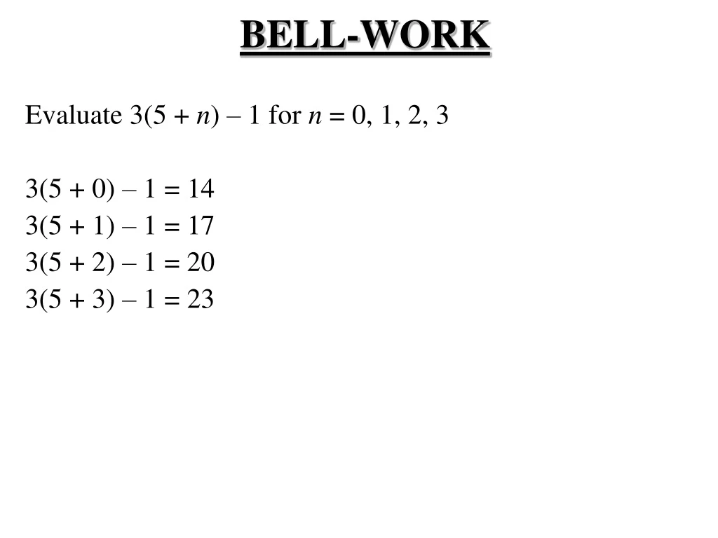 bell work