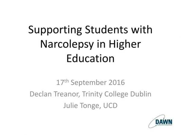 Supporting Students with Narcolepsy in Higher Education