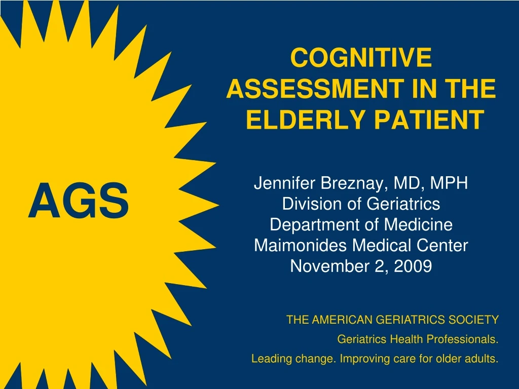 cognitive assessment in the elderly patient