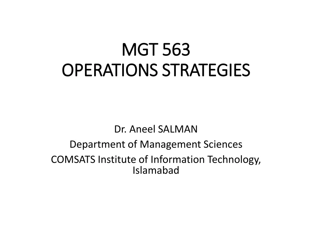 mgt 563 operations strategies