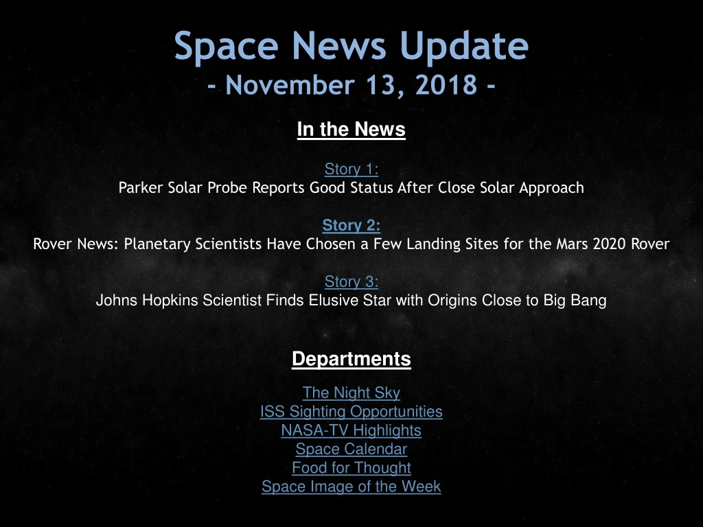 space news update november 13 2018