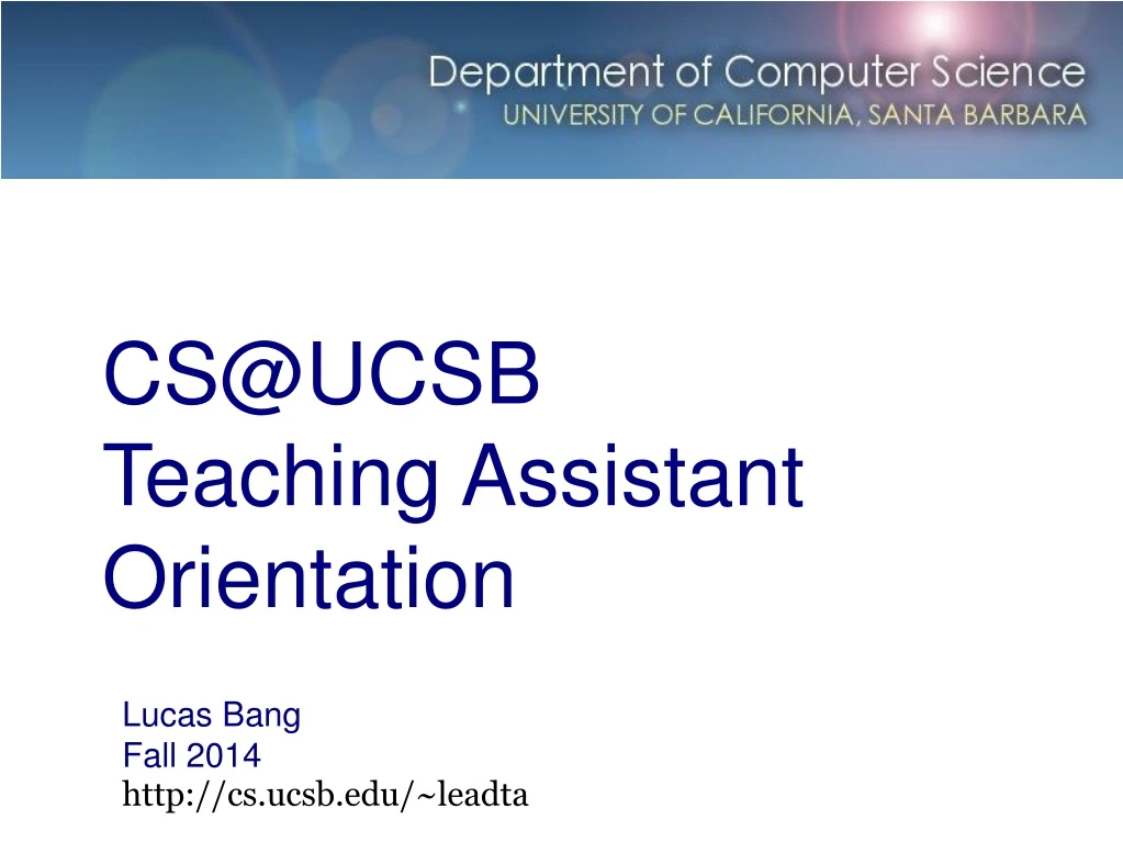 cs@ucsb teaching assistant orientation