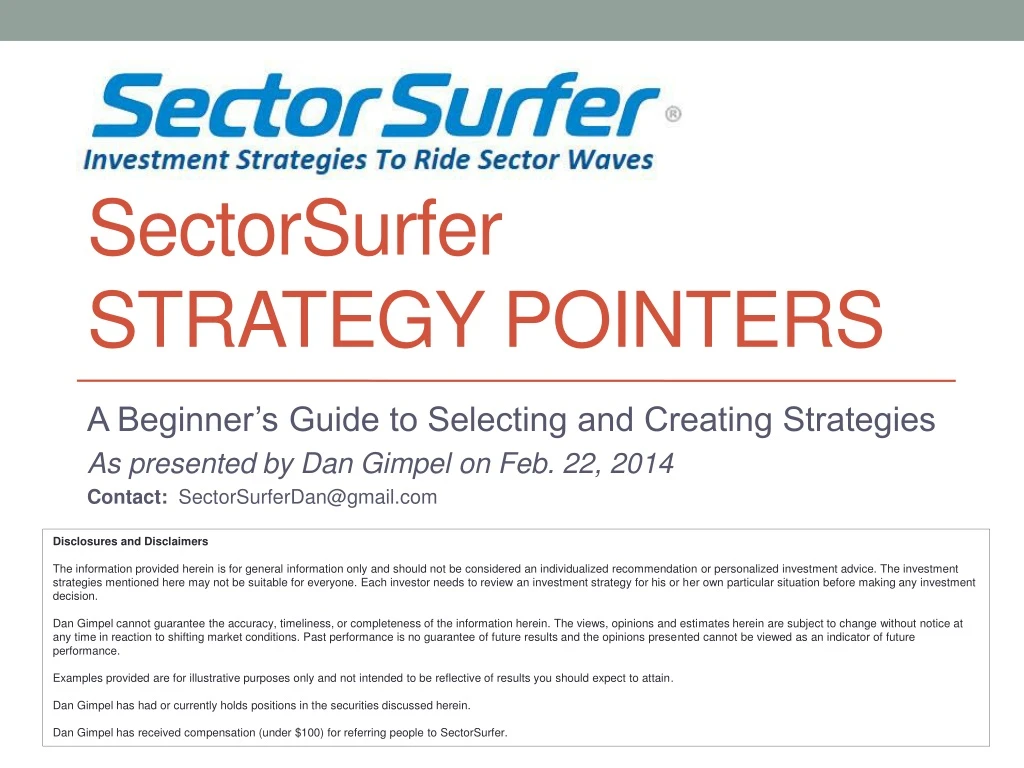 sectorsurfer strategy pointers