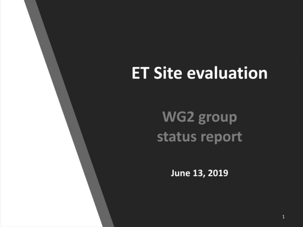 ET Site evaluation WG2 group status report June 13, 2019