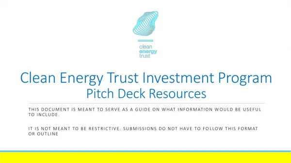 Clean Energy Trust Investment Program Pitch Deck Resources