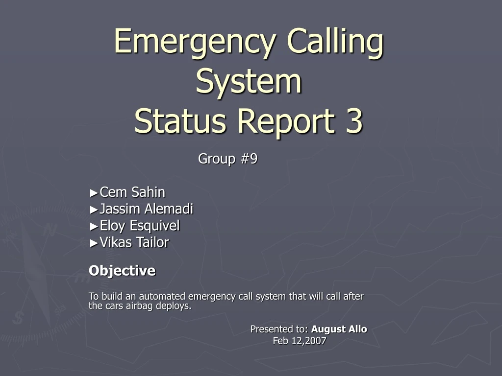 emergency calling system status report 3