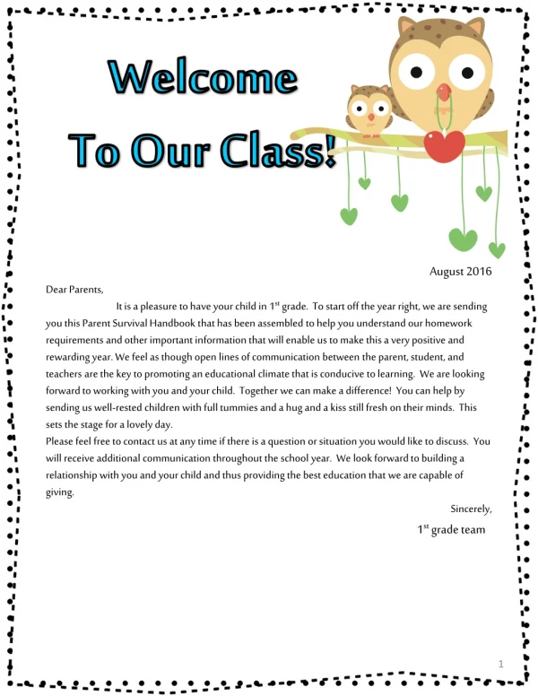 Welcome To Our Class !