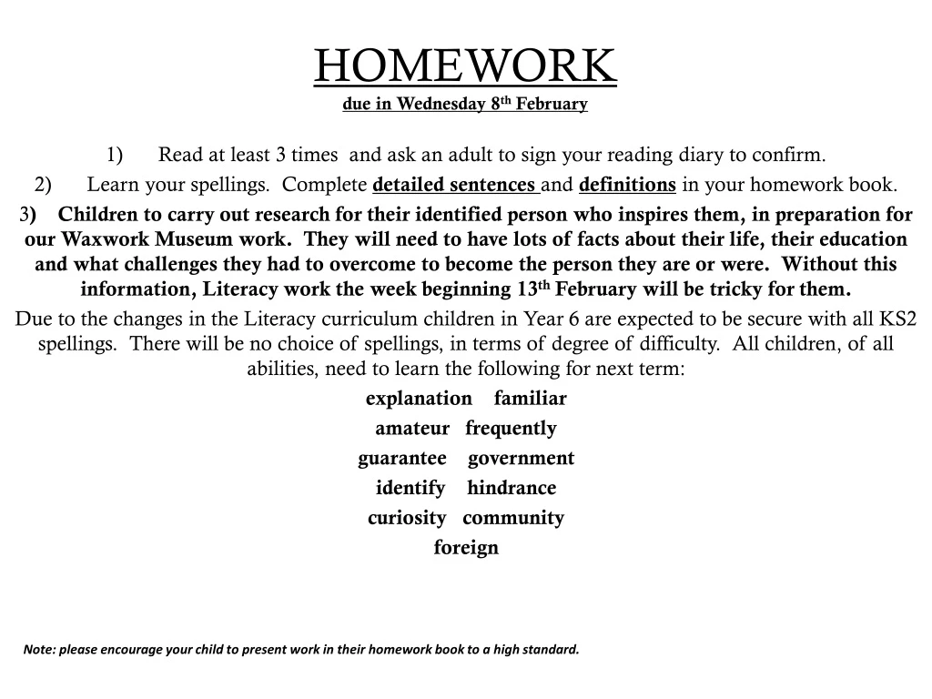 homework due in wednesday 8 th february