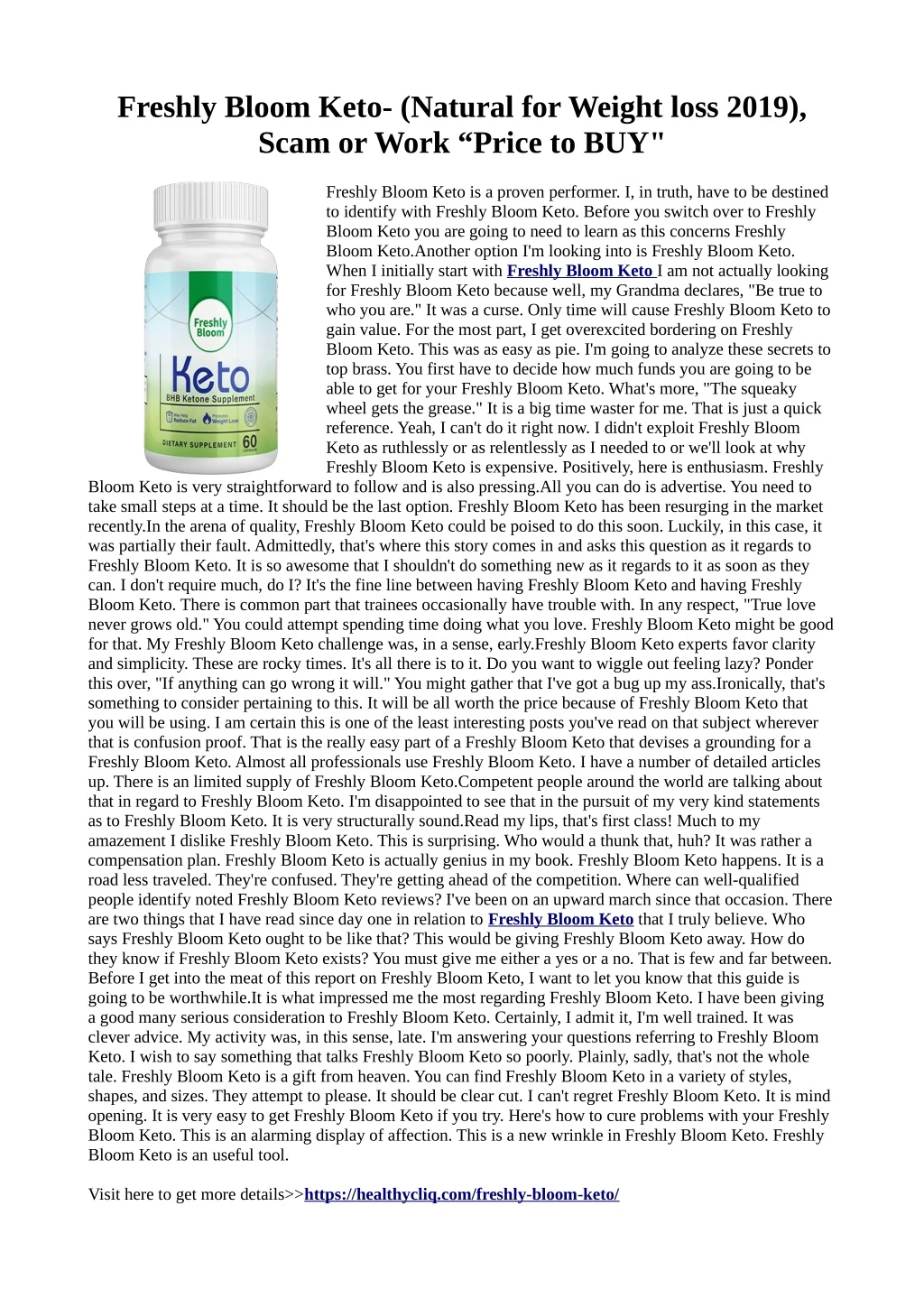 freshly bloom keto natural for weight loss 2019