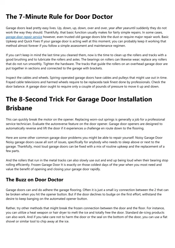 The Garage Door Repair Near Me PDFs