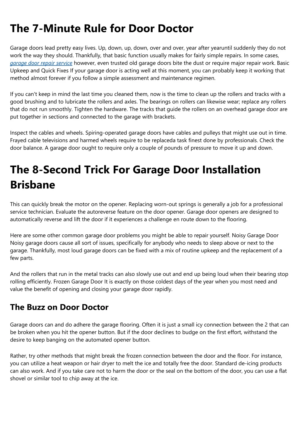 the 7 minute rule for door doctor