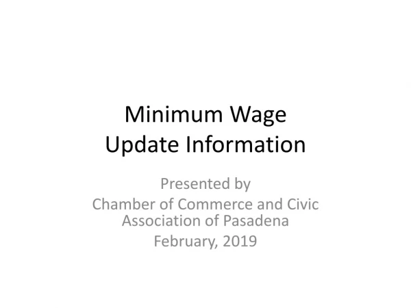 Minimum Wage Update Information