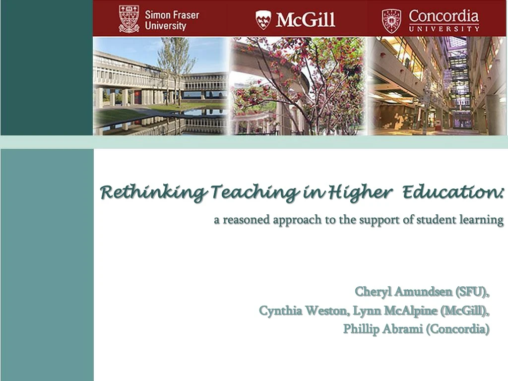 rethinking teaching in higher education a reasoned approach to the support of student learning
