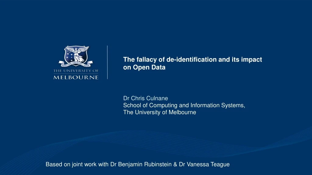 the fallacy of de identification and its impact on open data