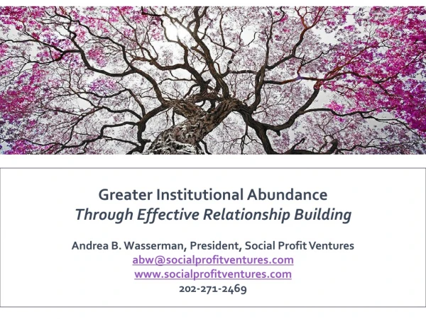 Greater Institutional Abundance Through Effective Relationship Building