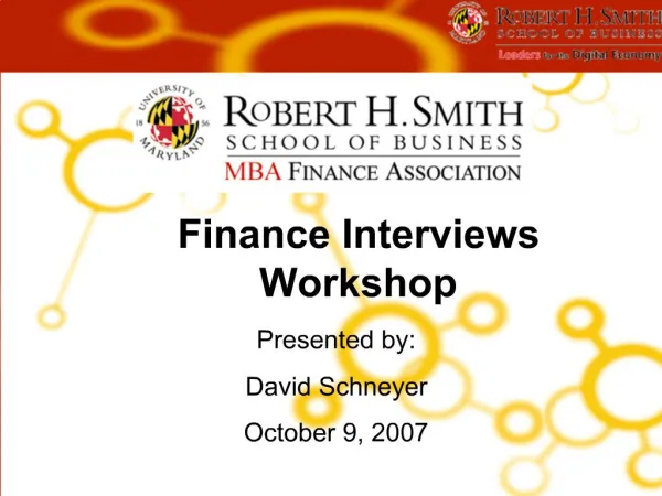 Finance Interviews Workshop