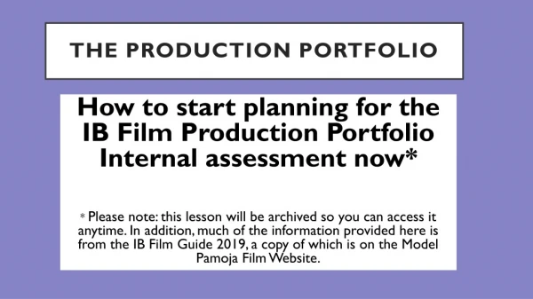 THE Production Portfolio