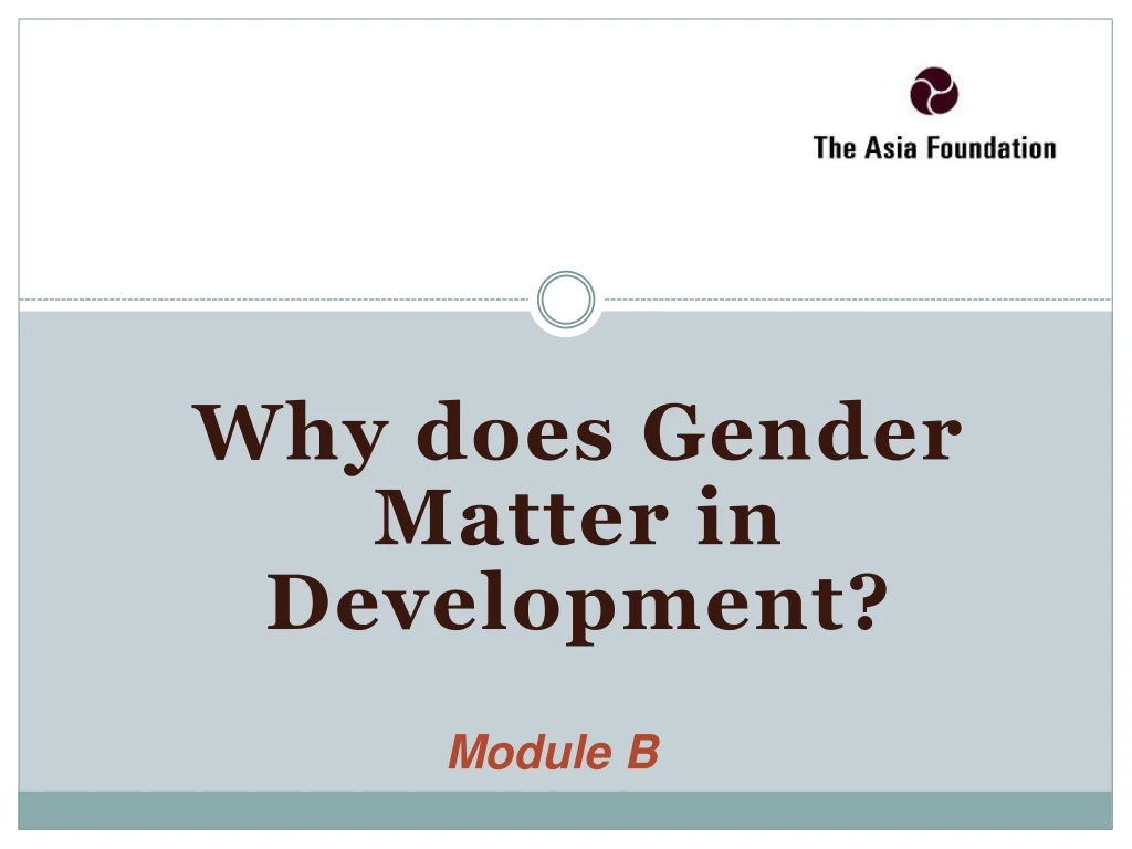 why does gender matter in development