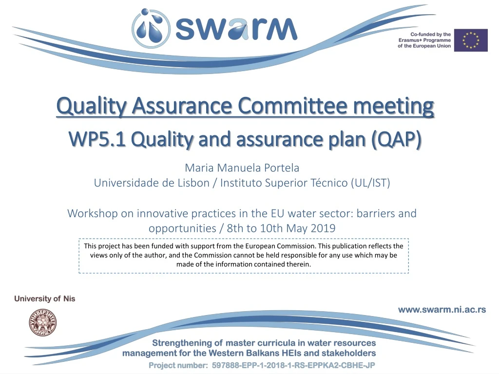 quality assurance committee meeting wp5 1 quality and assurance plan qap