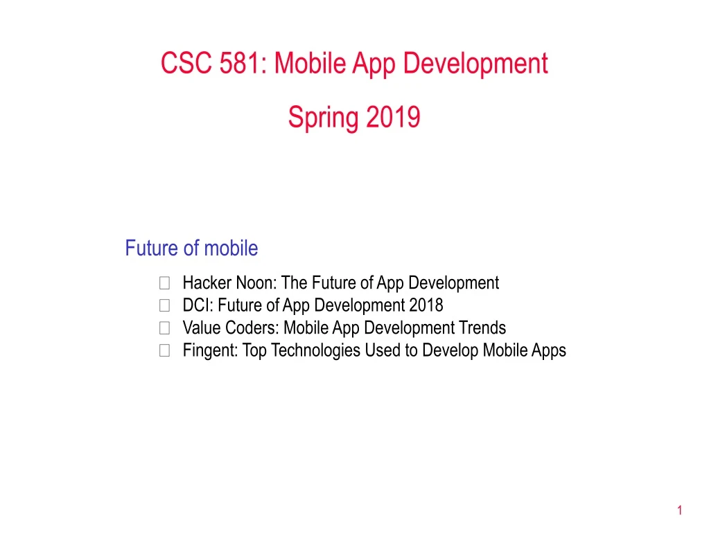 csc 581 mobile app development spring 2019