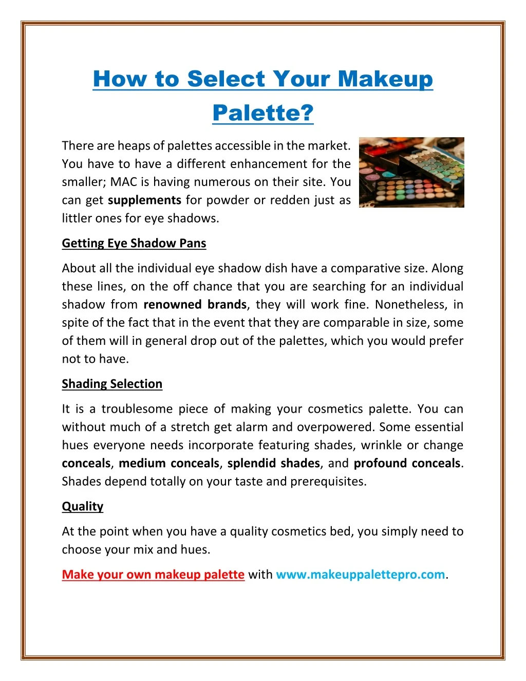 how to select your makeup palette