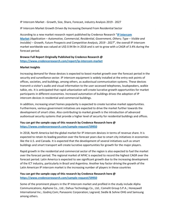 ip intercom market growth size share forecast
