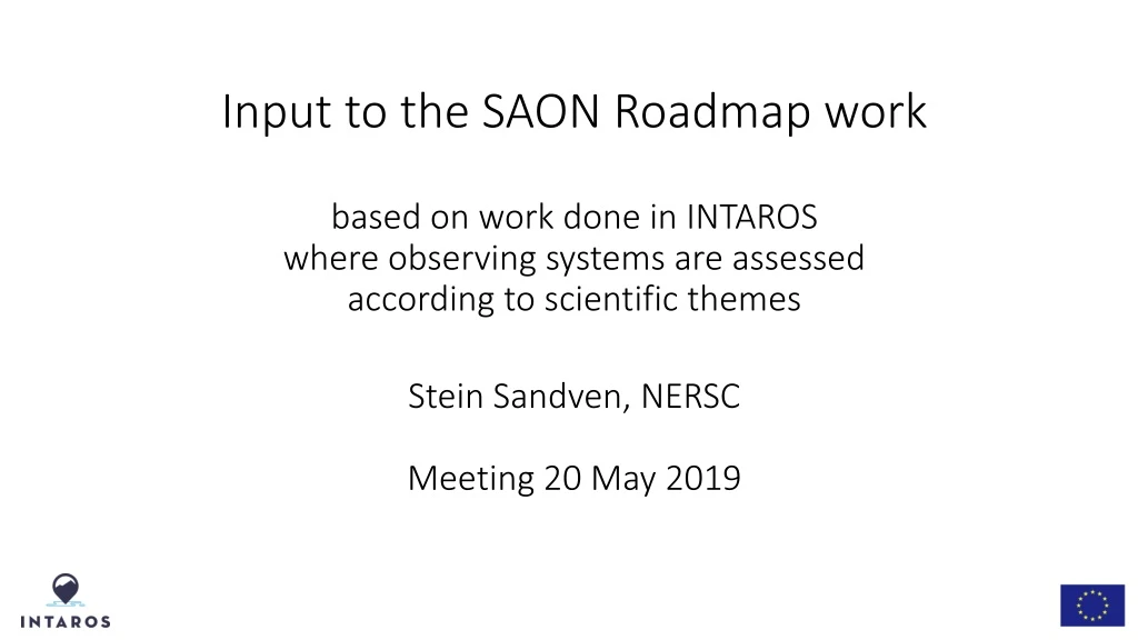input to the saon roadmap work based on work done