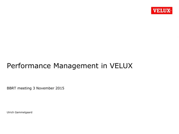 Performance Management in VELUX
