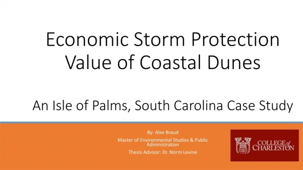 Economic Storm Protection Value of Coastal Dunes An Isle of Palms, South Carolina Case Study
