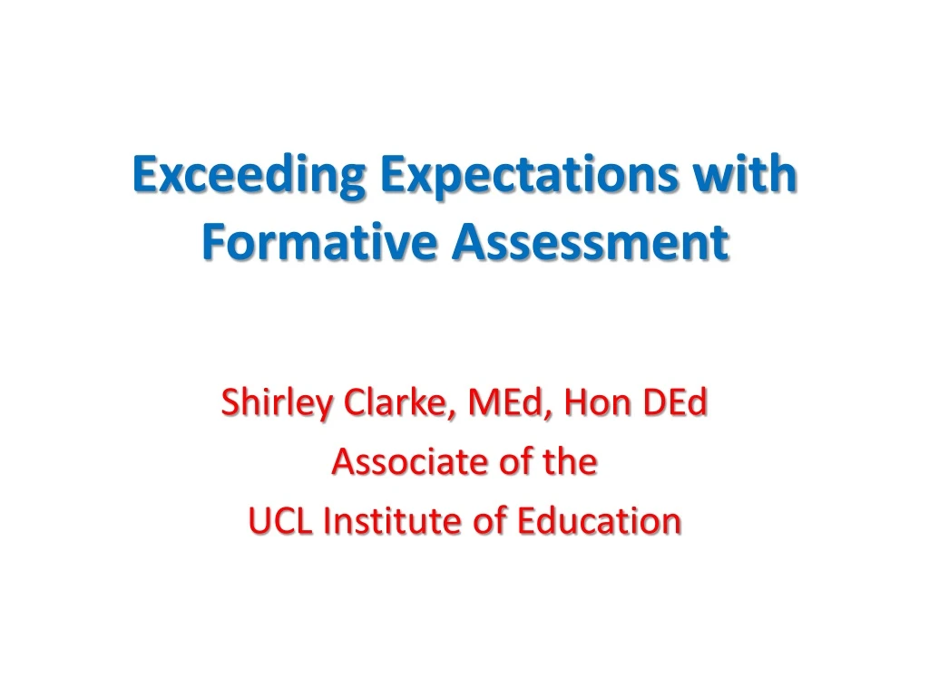 exceeding expectations with formative assessment