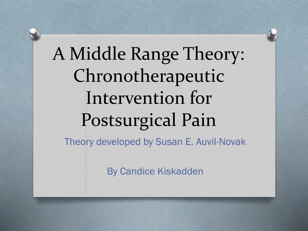 a middle range theory chronotherapeutic intervention for postsurgical pain