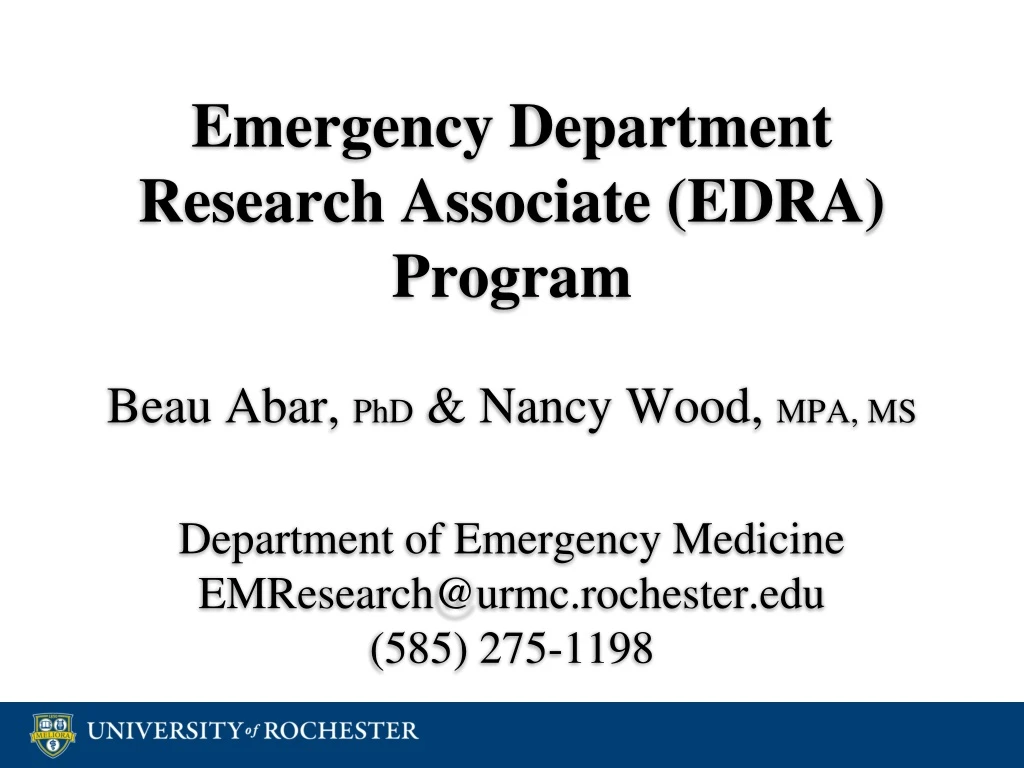 emergency department research associate edra