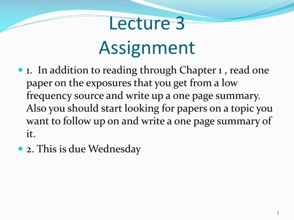 Lecture 3 Assignment