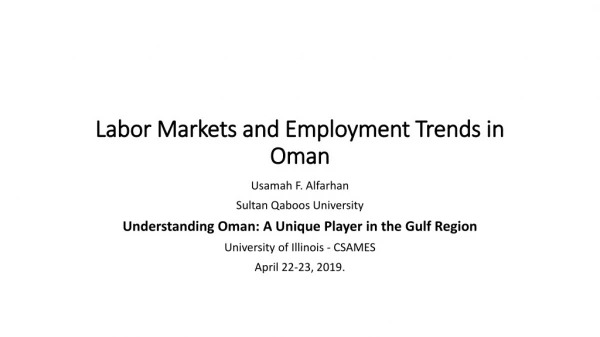 Labor Markets and Employment Trends in Oman