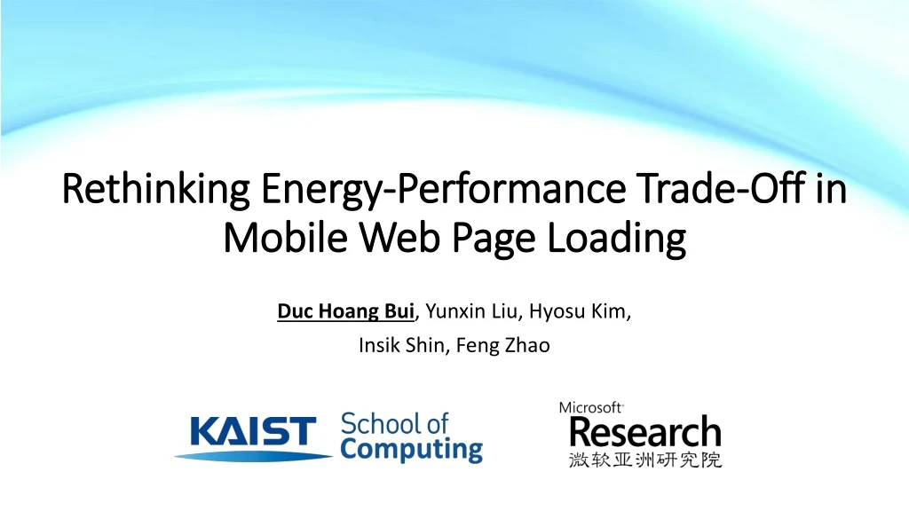 rethinking energy performance trade off in mobile web page loading
