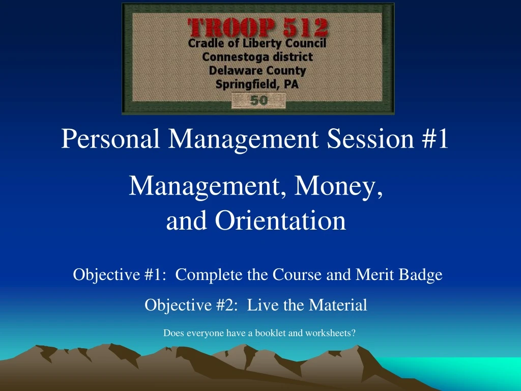 personal management session 1 management money