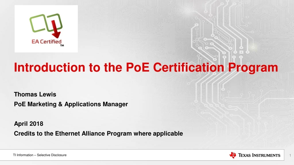 introduction to the poe certification program