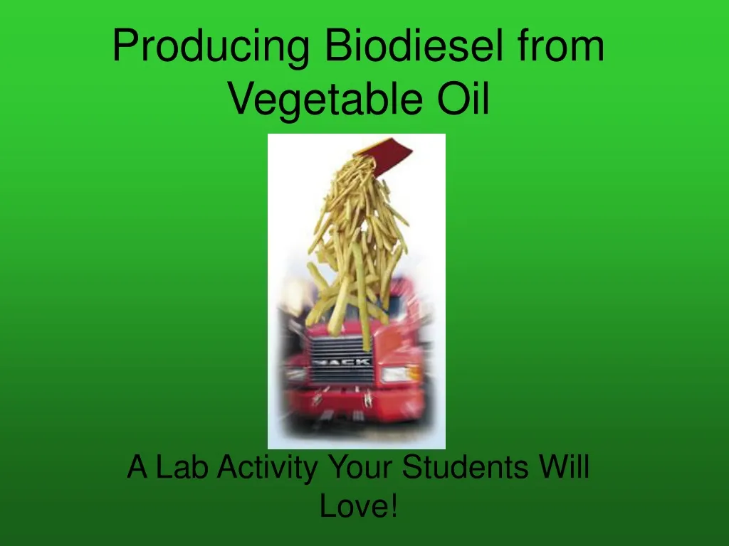 producing biodiesel from vegetable oil