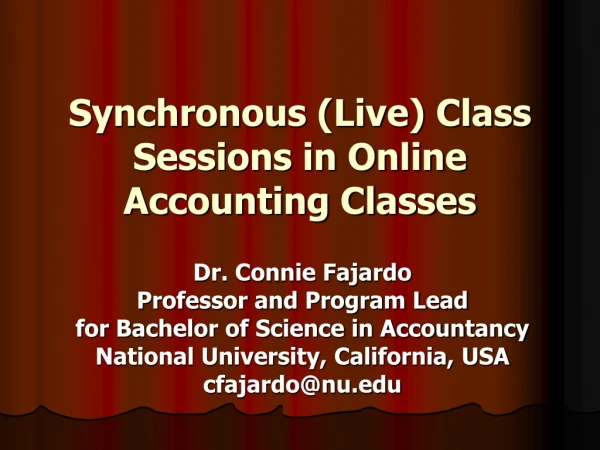 Synchronous (Live) Class Sessions in Online Accounting Classes