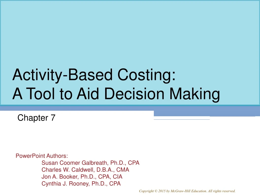 activity based costing a tool to aid decision making