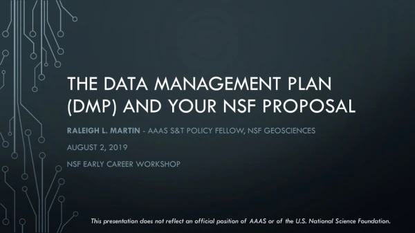 The Data Management Plan (DMP) and your NSF proposal