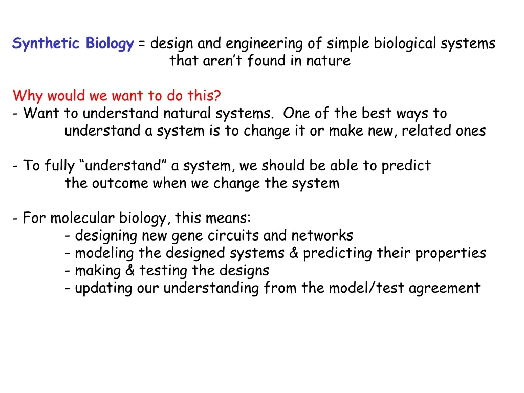 synthetic biology design and engineering