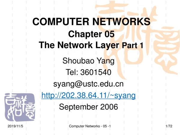 COMPUTER NETWORKS Chapter 05 The Network Layer Part 1