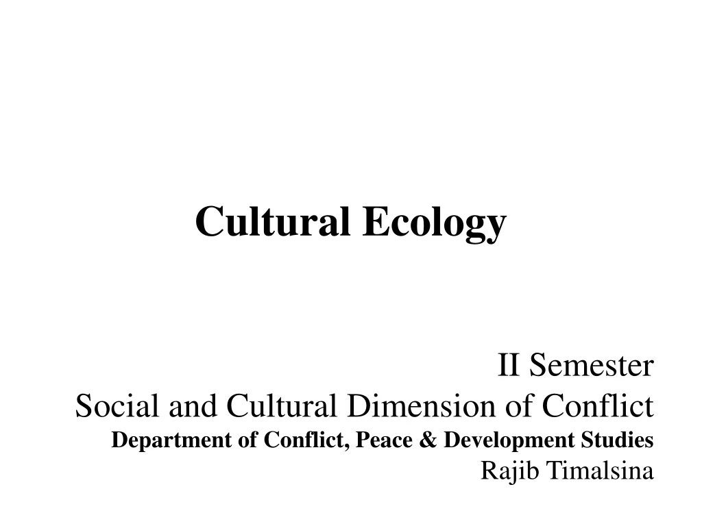 cultural ecology