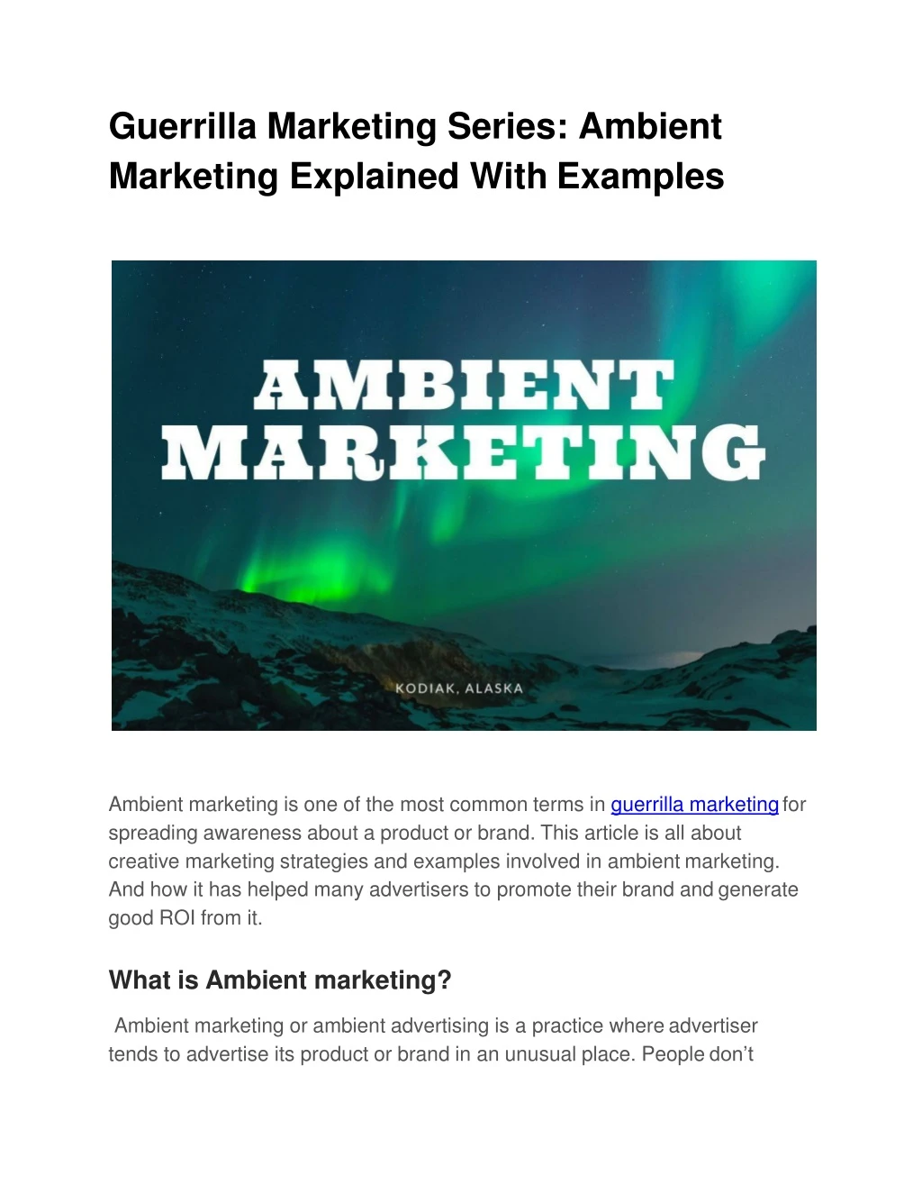guerrilla marketing series ambient marketing explained with examples