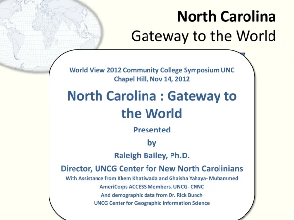 North Carolina Gateway to the World